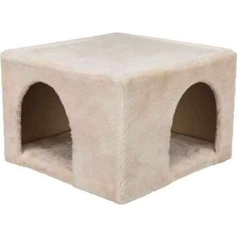Cozy plush shelter - 36 × 25 × 36 cm - Beige - For rabbits and small rodents (1/2)