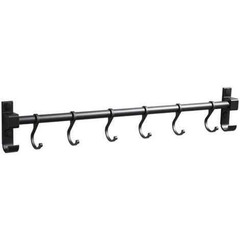Barre murale en aluminium pour rangement cuisine – 6 crochets résistants aux rayures – Installation facile sur surfaces lisses et rugueuses (1/4)