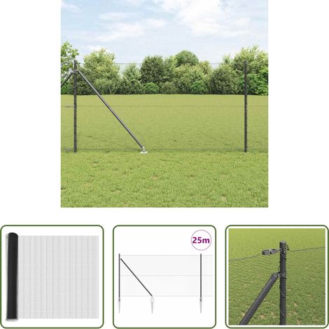 vidaXL Sécurité extérieure - Poteau de clôture. Gris 25 x 1,4 m (treillis de 13 mm) (1/5)