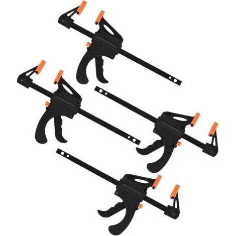 4 Pieces One-Handed Clamp, Ratchet Bar Clamp, Quick Release Ratchet, Woodworking Bar Clamp, Plastic Hose Clamp - 4 Inch (1/5)