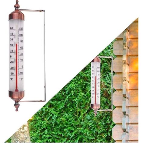 Thermomètre d'extérieur avec jauge, effet bronze – Élégant thermomètre de jardin pour extérieur adapté pour la température extérieure, serre, garage, facile à accrocher (1/5)