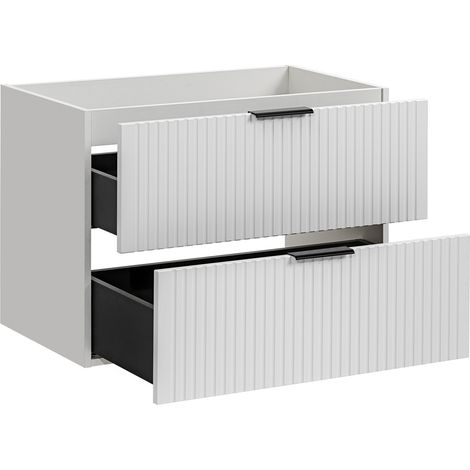 Waschtischunterschrank 80 cm matt weiß mit gerilllter Front, B/H/T 80/57/46 cm, ADELAIDE-56-WHITE (1/5)
