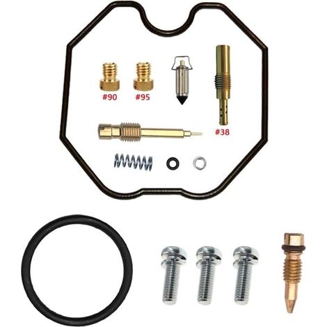 Kit de réparation de carburateur pour XR100R 1985-2000 100 cm³ Kit de base Compatible XR100R monocylindre gicleurs principaux n° 90/95 gicleur de ralenti n° 38 pointeau 16R30 joints en nitrile (1/2)