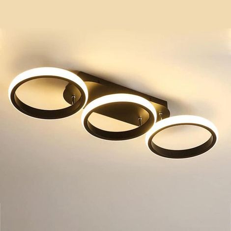Modern round black minimalist 3-head LED ceiling light with white light for living room, kitchen, bedroom (1/5)