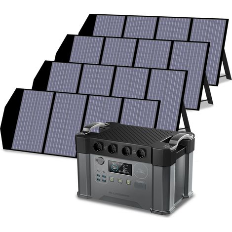ALLPOWERS S2000 Pro Tragbares Powerstation 1451Wh 2400W (4000W Spitzenwert) AKKU MPPT Solargenerator Mobiler Stromspeicher mit 4Pcs 140W Faltbares Solarpanel für Wohnmobil, Reisen, Camping, Stromausfä