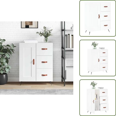 Sideboard Weiß 69,5x34x90 cm Holzwerkstoff - Schreibtisch - Wohnzimmermöbel - Sideboard Weiß - Holz Sideboard - Regal (1/5)