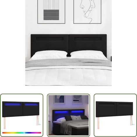 vidaXL Cabecero LED Negro Cuero sintético (1/5)