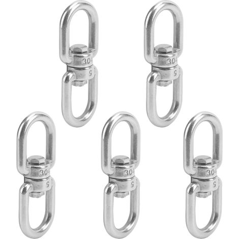 Crochets pivotants M5 double œil en inox 304, lot de 5, anneau de connexion manille à œil, fixation robuste extérieur (1/5)