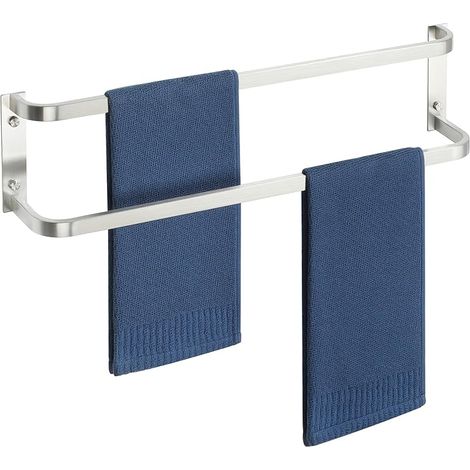 Porte-Serviettes Mural à 2 Niveaux, Barre Porte Serviette Longueur 60 CM, en Acier Inoxydable SUS304 pour Cuisine et Salle de Bain, Finition Brossé (1/5)