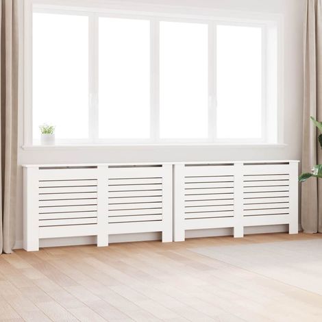 vidaXL Cubiertas para radiador 2 unidades MDF blanco 152x19x81,5 cm (1/5)
