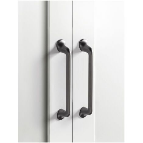 QORVA-Ensemble de 2 poignées de meuble, poignée d'armoire, poignée de tiroir, poignée d'armoire de cuisine, gris, entraxe de 96 mm, alliage de zinc (1/5)