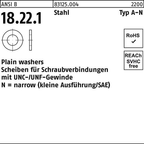 Rondelle ANSI B18.22.1 type N 3/8x 0,812 acier 500 pièces