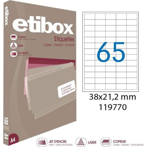 Boite de 6500 étiquettes - Format 38x21,2mm - Etibox - Apli 119770 (1/5)