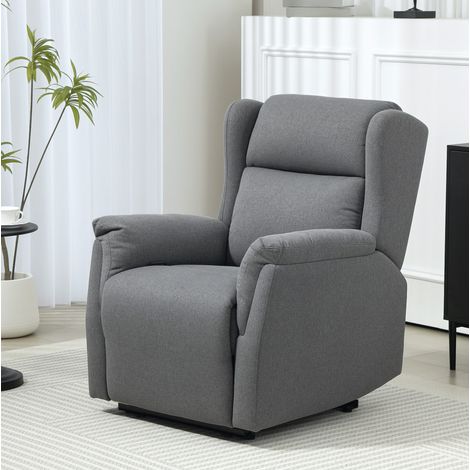 Poltrona relax reclinabile in tessuto grigio scuro con poggiapiedi e molle insacchettate (1/5)