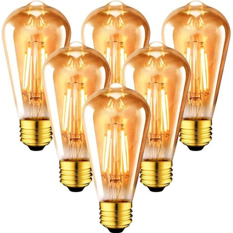 Pack of 6 vintage retro Edison St64 E27 filament bulbs, 40W, warm white - AquaForge (1/4)