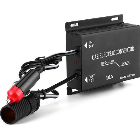 Convertisseur de Tension Voiture 10A 24V vers 12V Alimentation Transformateur Abaisseur Noir Aluminium pour Camping-Car Camion Yacht (1/5)