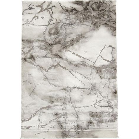 Tapis salon rectangle 160x230 cm gris tissé – Motif abstrait – Poils ras en polypropylène – Anti-acariens et hydrofuge – Jadorel (1/4)