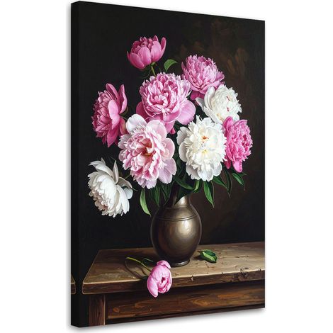 Quadro su tela, Bouquet di peonie rosa, 20x30 (1/5)