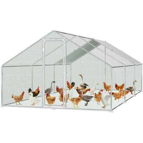 Randaco Freilaufgehege 3x6x2m - Hühnerstall aus Metall begehbar mit 18 m² Lauffläche, Tür & Riegel - Freigehege für Hühner, Kleintiere & Pflanzen