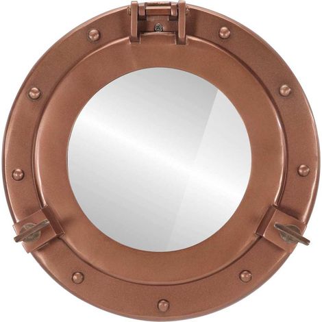 Miroir en forme de hublot mural Ø30 cm aluminium et verre