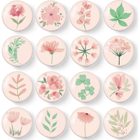 Lot de 16 aimants roses en forme de plante pour frigo, tableau, casier, armoire, classe, bureau. (1/5)