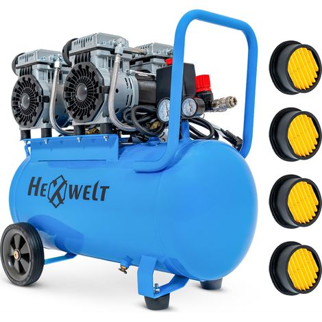 Compressore senza olio HEXWELT 50L 3000W 8 BAR 380 l/min Silenzioso 4 cilindri