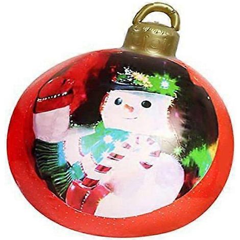 Boules de Noël gonflables décorées de 60 cm, sphères de Noël en PVC pour l'extérieur, décorations pour sapin de Noël, bonhomme de neige rouge (1/5)