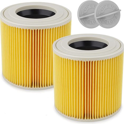Filtre à cartouche pour aspirateur Karcher WD3/WD2 – Lot de 2 filtres de rechange – Compatible avec WD 2200, WD 2250, WD 3300 M, WD 3500 P – Minetgnon