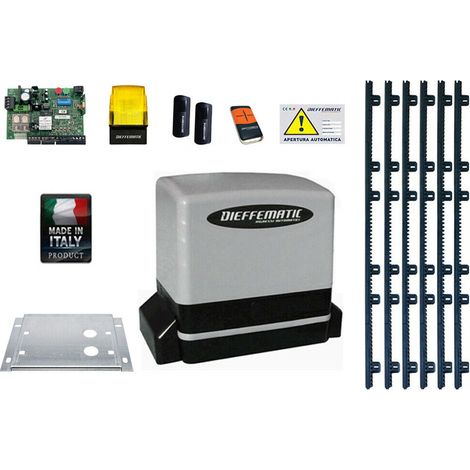 Kit Completo Automazione Cancello Scorrevole 24v 600kg + 6m Cremagliera In Nylon