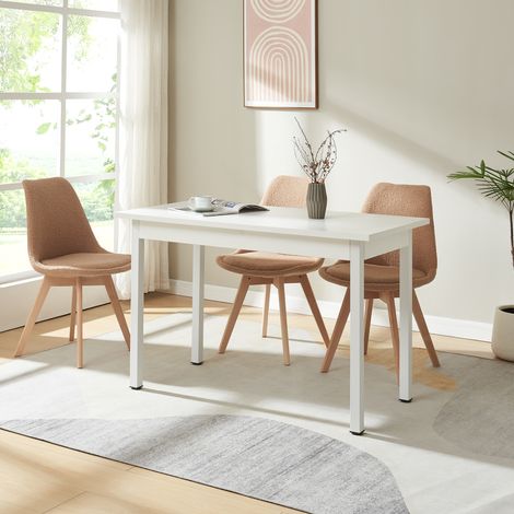 Mesa de comedor Den Haag para 4 personas MDF acero 120 x 60 x 75 cm - Blanco [en.casa] (1/5)
