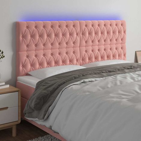vidaXL Cabecero con luces LED terciopelo rosa 180x7x118/128 cm (1/5)