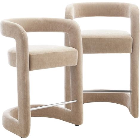 Tabouret de bar en tissu écru Jorah (lot de 2)