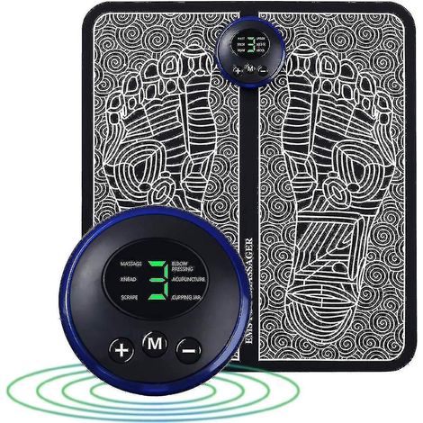 Nouveau masseur électrique EMS 2023 pour les pieds : massage de réflexologie plantaire et stimulation de la circulation sanguine - 6 modes, 9 intensités