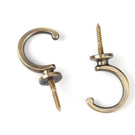 4 ganchos de tornillo en forma de C，ganchos colgantes de metal，ganchos de tornillo para debajo del techo，ganchos de techo de bronce antiguo (1/3)