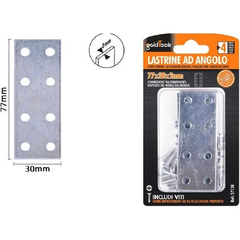 Kaela - Set 4 Pz Lastrine Lastrina Piastra Di Giunzione 77x30x2 Mm Con Viti Mobili 57138 - (1/2)