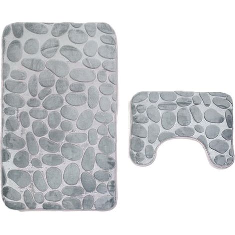 Set di tappetini da bagno antiscivolo indipendenti, tappetini da bagno in memory foam traspirante, morbidi e confortevoli, tappetini da bagno assorbenti (grigio) (1/4)