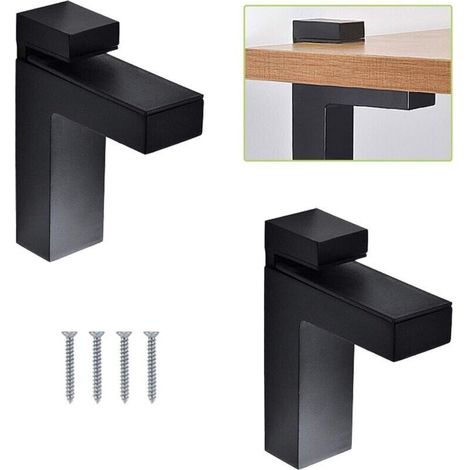 Set mit 2 verstellbaren schwarzen Glasklemmen für Holz-/Glasregale – Schwebende Wandhalterungen aus massivem Metall, kompatibel mit Regalböden von 5 bis 30 mm Dicke (L) FDC (1/5)