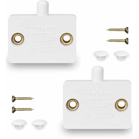 2 Pcs Interrupteurs de Porte D'armoire Interrupteur Automatique 1A 250V Lampe de Placard Interrupteurs (Blanc) (1/5)