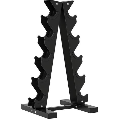 Bracket for 10 dumbbells, 5 levels, structure sturdy in steel, up to 100 kg, black, 66 x 35 x 33 cm (1/5)