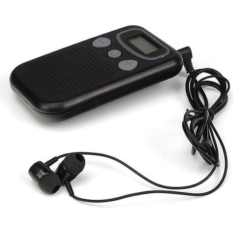 Amplificateur vocal de poche avec double micro et écouteurs supplémentaires, kit de renforcement auditif personnel, dispositif d'amplification sonore portable. (1/4)