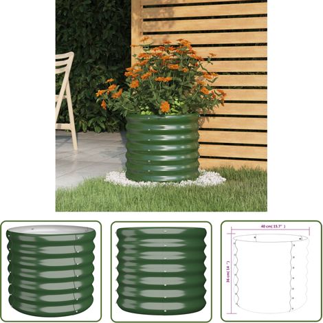 The Living Store Jardinière de jardin Acier enduit de poudre 40x40x36 cm Vert - Jardinière - Pots De Fleurs - Décoration Extérieur - Balcon - Patio (1/4)