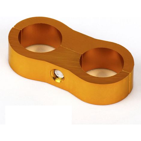 Automotive modification dual-hole oil pipe clamp separator universal fixing aluminum alloy wire clamp AN4AN6AN8AN10 multi-color - gold (1/4)