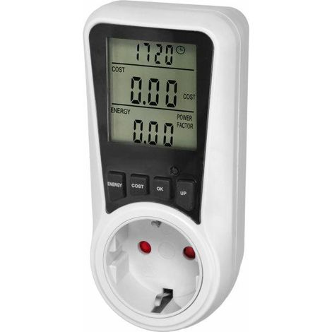 Contatore di energia Orno, modello watomierz dwutaryfowy, utilizzato principalmente nelle case e negli uffici, misurazione accurata, display LCD, design compatto, con presa Schuko.