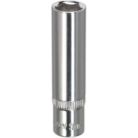 Sealey SP1409D Premier Fully Polished Deep Socket 1/4""Sq Drive 9mm