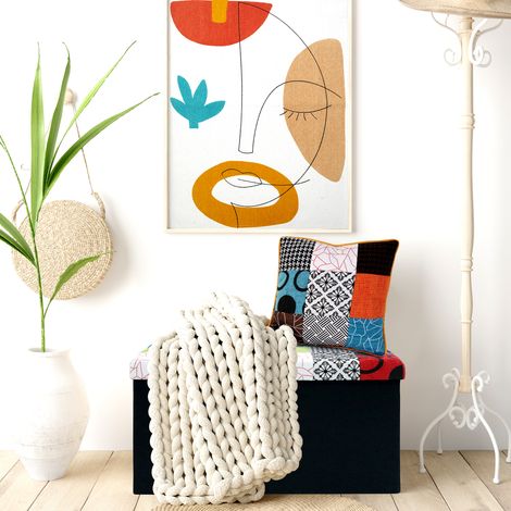 Coussin - HOME DECO FACTORY - Patchwork - Déhoussable - Multicolore