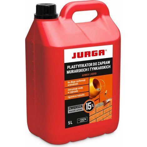 Jurga Admix, plastifiant liquide pour mortiers de maçonnerie et de plâtre, 5 L (1/2)