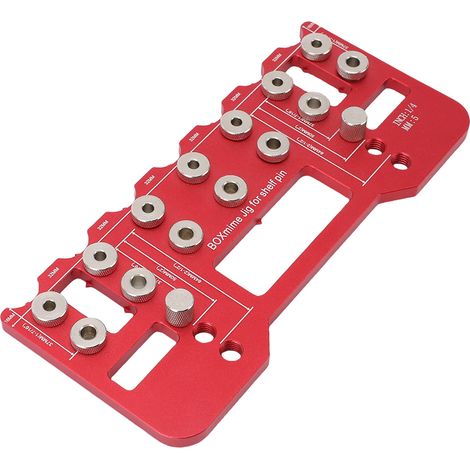 Gabarit pour charnières d'étagère - 11 trous - Gabarit de perçage entièrement métallique avec système de serrage intégré et forets de 6,35 mm (1/4"), 5 mm et 6,2 mm - Pour l'installation de meubles en (1/5)