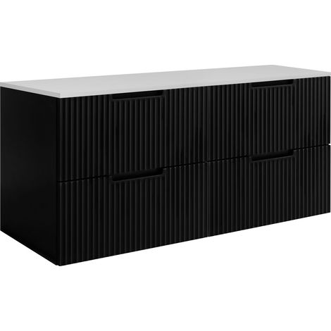 Mobile da bagno, nero/bianco, 120 (2 x 60) x 58,6 x 46 cm