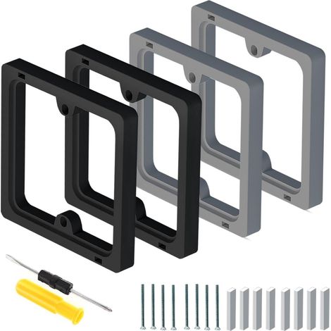 4 pièces, entretoise pour prise simple, cadre de 10 mm, noir + gris, rallonge pour boîtier arrière, cadre d'entretoise carré empilable, plaque de boîtier arrière pour interrupteurs (1/5)