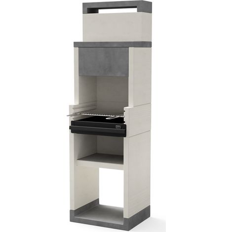 TUOZI - Barbacoa de Obra para Carbón Modelo VENIT flex hotte (Gris/Blanco - 59 x 47 x 197 cm) REF: T00183 - Uso en Exteriores (1/5)
